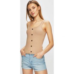 Tally Weijl - Top. Brązowe topy TALLY WEIJL, l, bez wzorów, z dzianiny, bez kołnierzyka, bez ramiączek. W wyprzedaży za 27.90 zł.