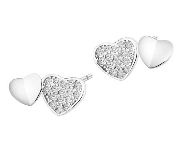 Kolczyki srebrne z cyrkoniami - serca. Szare kolczyki Apart, z cyrkonią, srebrne. Za 109.00 zł.