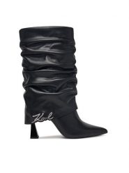 KARL LAGERFELD Botki Debutante KL32085 Czarny. Czarne botki KARL LAGERFELD, bez wzorów, ze skóry, bez obcasa, na słupku, bez zapięcia. Za 1,409.00 zł.