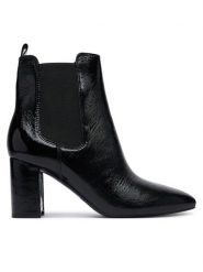 Guess Botki FLFFIE LEA10 Czarny. Czarne botki Guess, z aplikacjami, z lakierowanej skóry, bez obcasa, na słupku, bez zapięcia. Za 674.99 zł.