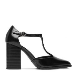 Półbuty JENNY. Czarne czółenka Jenny, bez wzorów, bez obcasa, na obcasie, bez zapięcia. Za 149.99 zł.