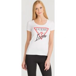 T-SHIRT ICON TEE Guess. Białe t-shirty Guess, l, z aplikacjami, z bawełny, bez kołnierzyka, bez ramiączek. Za 139.00 zł.