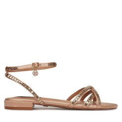 Sandały Nine West. Brązowe sandały Nine West, bez wzorów, bez obcasa, na płaskiej podeszwie, bez zapięcia. Za 189.99 zł.