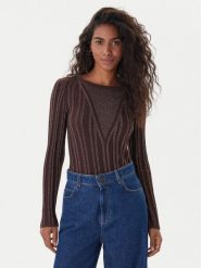 Fracomina Sweter FJ25WT7013K463Q7 Brązowy Slim Fit. Brązowe swetry Fracomina, l, bez wzorów, z syntetyku, bez ramiączek. Za 399.99 zł.
