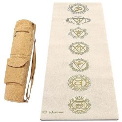 Mata do jogi z gumy i konopi 4,5 mm + torba ze skóry korkowej – 7 czakr złota. Żółte torby na ramię ACHAMANA, bez wzorów, z bawełny, retro, na ramię, duże, z nadrukiem, bez dodatków. Za 529.00 zł.