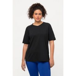 Damskie T-shirt ochrona UV 50+ dekolt w serek rękaw 1/2. Czarne koszulki sportowe Ulla Popken, bez wzorów, z elastanu, bez ramiączek. Za 179.99 zł.
