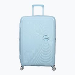 Walizka podróżna American Tourister Soundbox 1. Niebieskie walizki American Tourister, bez wzorów. Za 709.99 zł.