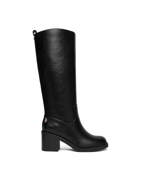 U.S. Polo Assn. Kozaki EO-SABINA002W/EY1 Czarny. Czarne kozaki U.S. Polo Assn., z materiału, bez obcasa, na słupku, bez zapięcia. Za 289.99 zł.