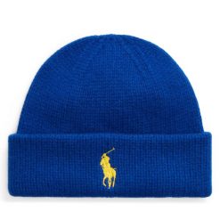 Czapka Polo Ralph Lauren. Niebieskie czapki Polo Ralph Lauren, bez wzorów. Za 469.99 zł.