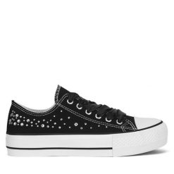 Trampki DeeZee. Czarne trampki DeeZee, bez wzorów, bez zapięcia. Za 57.99 zł.