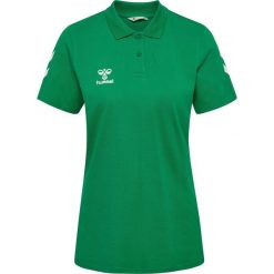 Damska koszulka polo Hummel Go 2.0 Chevron. Zielone bluzki Hummel, bez wzorów, bez kołnierzyka, bez ramiączek. Za 187.00 zł.