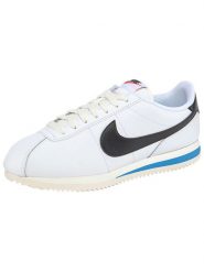 Nike Sportswear Skórzane sneakersy "Cortez" w kolorze biało-czarno-niebieskim rozmiar: 38. Białe trampki Nike Sportswear, bez wzorów, bez zapięcia. Za 302.35 zł.