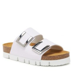Klapki Dr. Brinkmann. Białe klapki Dr. Brinkmann, bez wzorów, bez obcasa. Za 259.99 zł.