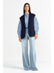 Rich & Royal Bluzka w kolorze niebiesko-białym rozmiar: 34. Niebieskie bluzki Rich & Royal, bez wzorów, z bawełny, bez kołnierzyka, bez ramiączek. Za 274.99 zł.