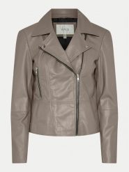 YAS Kurtka skórzana Sophie 26018510 Szary Regular Fit. Szare kurtki YAS, xxl, bez wzorów, ze skóry, bez kaptura. Za 489.99 zł.