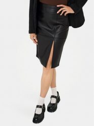 ONLY Spódnica z imitacji skóry Oline 15315998 Czarny Slim Fit. Czarne spódnice Only, s, bez wzorów, ze skóry. Za 169.99 zł.