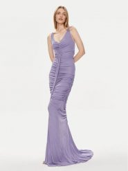 Elisabetta Franchi Sukienka wieczorowa AB-590-42E2-V780 Fioletowy Regular Fit. Fioletowe sukienki Elisabetta Franchi, bez wzorów, z wiskozy, wizytowe, bez kołnierzyka, bez ramiączek. Za 3,189.00 zł.