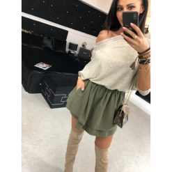Spódniczka ,,FLYY SKYY’’ khaki. Brązowe spódnice Divinostyle, m, bez wzorów, z bawełny. Za 99.00 zł.