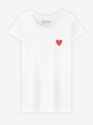 WOOOP Koszulka "Little Heart " w kolorze białym rozmiar: L. Białe bluzki Wooop, l, bez wzorów, z bawełny, bez kołnierzyka, bez ramiączek. Za 92.86 zł.