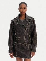 Guess Kurtka z imitacji skóry W5YL04 WHDI0 Szary Regular Fit. Szare kurtki Guess, xxl, z aplikacjami, ze skóry, bez kaptura. Za 869.99 zł.
