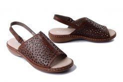 RIEKER 65985-25 brown , sandały damskie. Brązowe sandały Rieker, bez wzorów, bez obcasa, bez zapięcia. Za 329.90 zł.