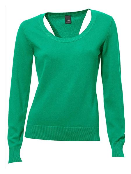 Heine Sweter w kolorze zielonym rozmiar: 36. Zielone swetry Heine, bez wzorów, z bawełny, bez ramiączek. Za 89.47 zł.