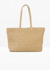 Torba typu shopper w optyce plecionki. Brązowe shopper bonprix, bez wzorów, bez dodatków. Za 54.99 zł.