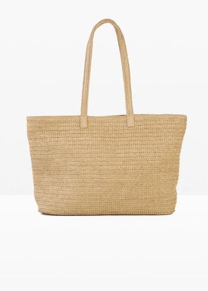 Torba typu shopper w optyce plecionki. Brązowe shopper bonprix, bez wzorów, bez dodatków. Za 54.99 zł.