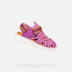 Sandały GEOX J SANDAL AIRADYUM GI Rose. Brązowe sandały Geox, bez wzorów, z syntetyku, bez obcasa, bez zapięcia. Za 255.70 zł.