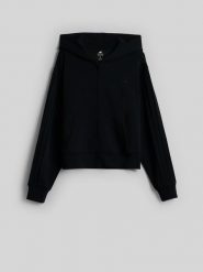 4F Bluza dresowa regular z modalem damska - czarna XL. Czarne bluzy sportowe 4f, xl, bez wzorów, z dresówki, z kapturem. Za 199.99 zł.