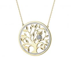 Naszyjnik z żółtego złota z diamentami - drzewko, sowa - 0,02 ct - próba 585. Żółte naszyjniki Apart, z diamentem, złote. Za 3,590.00 zł.