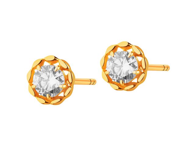 Złote kolczyki z cyrkoniami. Żółte kolczyki Apart, z cyrkonią, złote. Za 429.00 zł.