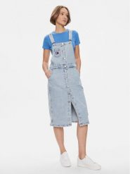 Tommy Jeans Sukienka jeansowa DW0DW17207 Niebieski Regular Fit. Niebieskie sukienki Tommy Jeans, xs, bez wzorów, z bawełny, bez kołnierzyka, bez ramiączek. Za 549.99 zł.