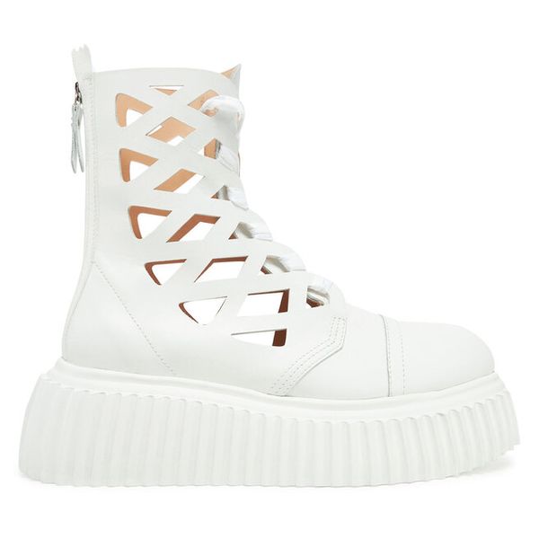 Trzewiki AGL. Białe botki AGL, bez wzorów, bez obcasa, na płaskiej podeszwie, bez zapięcia. Za 1,659.00 zł.