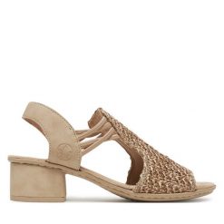 Sandały Rieker. Brązowe sandały Rieker, bez wzorów, bez obcasa, na słupku, bez zapięcia. Za 319.99 zł.