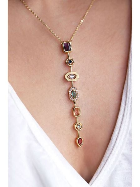 Lodie Silver Naszyjnik z elementami ozdobnymi rozmiar: onesize. Szare naszyjniki Lodie Silver, z cyrkonią, ze stali. Za 108.49 zł.