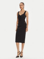 Elisabetta Franchi Sukienka koktajlowa AB-810-56E2-V520 Czarny Regular Fit. Czarne sukienki Elisabetta Franchi, bez wzorów, z syntetyku, wizytowe, bez kołnierzyka, bez ramiączek. Za 2,259.00 zł.