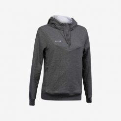 Bluza do hokeja na trawie FH500 damska. Szare bluzy KOROK, l, bez wzorów, z bawełny, z kapturem. Za 179.99 zł.
