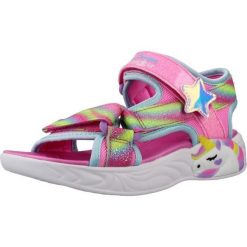 Sandały SKECHERS DREAMY UNICORNS Rose. Czerwone sandały Skechers, bez wzorów, z tkaniny, bez obcasa, bez zapięcia. Za 196.99 zł.