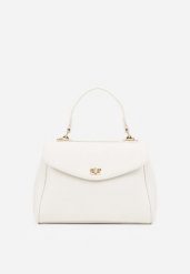 Biała Torebka Typu Kuferek z Rączką i Klapą z Paskiem Crossbody Phoebyne. Białe torebki klasyczne Renee, bez wzorów, z jeansu, bez dodatków. Za 119.99 zł.