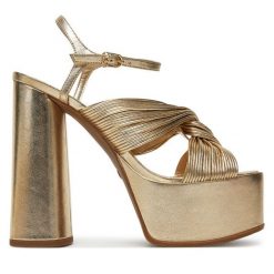 Sandały MICHAEL Michael Kors. Żółte sandały MICHAEL Michael Kors, bez wzorów, bez obcasa, na słupku, bez zapięcia. Za 809.99 zł.