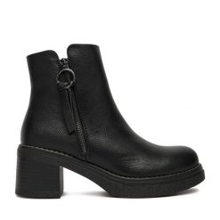 Botki Clara Barson. Czarne botki Clara Barson, bez wzorów, bez obcasa, na słupku, bez zapięcia. Za 159.99 zł.
