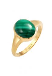 Elli PREMIUM Ladies Signet Ring Elegant Green z Malachitem 925 Sterling Silver platerowany złotem Pierścionki 1 ct Damski. Szare pierścionki Elli PREMIUM, z malachitem, pozłacane. Za 368.99 zł.