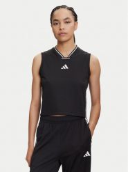 Adidas Bluzka Tiro Cut 3-Stripes Mesh JG4115 Czarny Regular Fit. Czarne bluzki Adidas, m, bez wzorów, z meshu, bez kołnierzyka, bez ramiączek. Za 89.99 zł.
