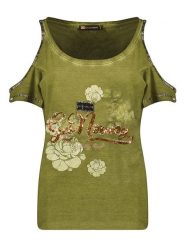 Geographical Norway Koszulka w kolorze khaki rozmiar: L. Brązowe bluzki Geographical Norway, l, bez wzorów, bez kołnierzyka, bez ramiączek. Za 52.67 zł.