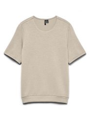 Vero Moda Koszulka w kolorze beżowym rozmiar: L. Brązowe bluzki Vero Moda, l, bez wzorów, bez kołnierzyka, bez ramiączek. Za 91.95 zł.