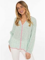 Zwillingsherz Bluzka "Wilder Leo" w kolorze zielonym rozmiar: onesize. Zielone bluzki Zwillingsherz, bez wzorów, z wiskozy, bez kołnierzyka, bez ramiączek. Za 104.99 zł.