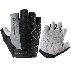 Rękawiczki rowerowe Rockbros. Szare rękawiczki ROCKBROS, bez wzorów, sportowe. Za 54.99 zł.