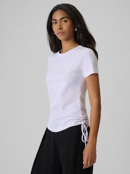 4F T-shirt slim gładki damski - biały M. Białe t-shirty 4f, m, bez wzorów, z bawełny, bez kołnierzyka, bez ramiączek. W wyprzedaży za 49.99 zł.
