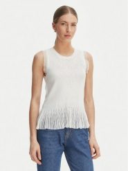 Rinascimento Bluzka CFM0012241003 Biały Slim Fit. Białe bluzki Rinascimento, l, bez wzorów, z syntetyku, bez kołnierzyka, bez ramiączek. Za 279.99 zł.